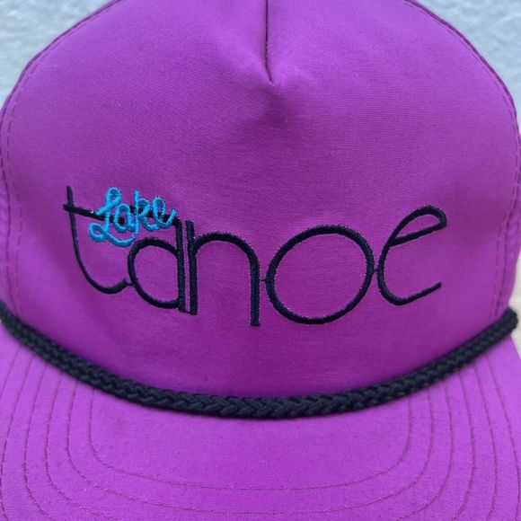 VTG Lake Tahoe Spellout Pink Rope Trucker Golfer Adjustable Push SnapBack Hat - Picture 4 of 10